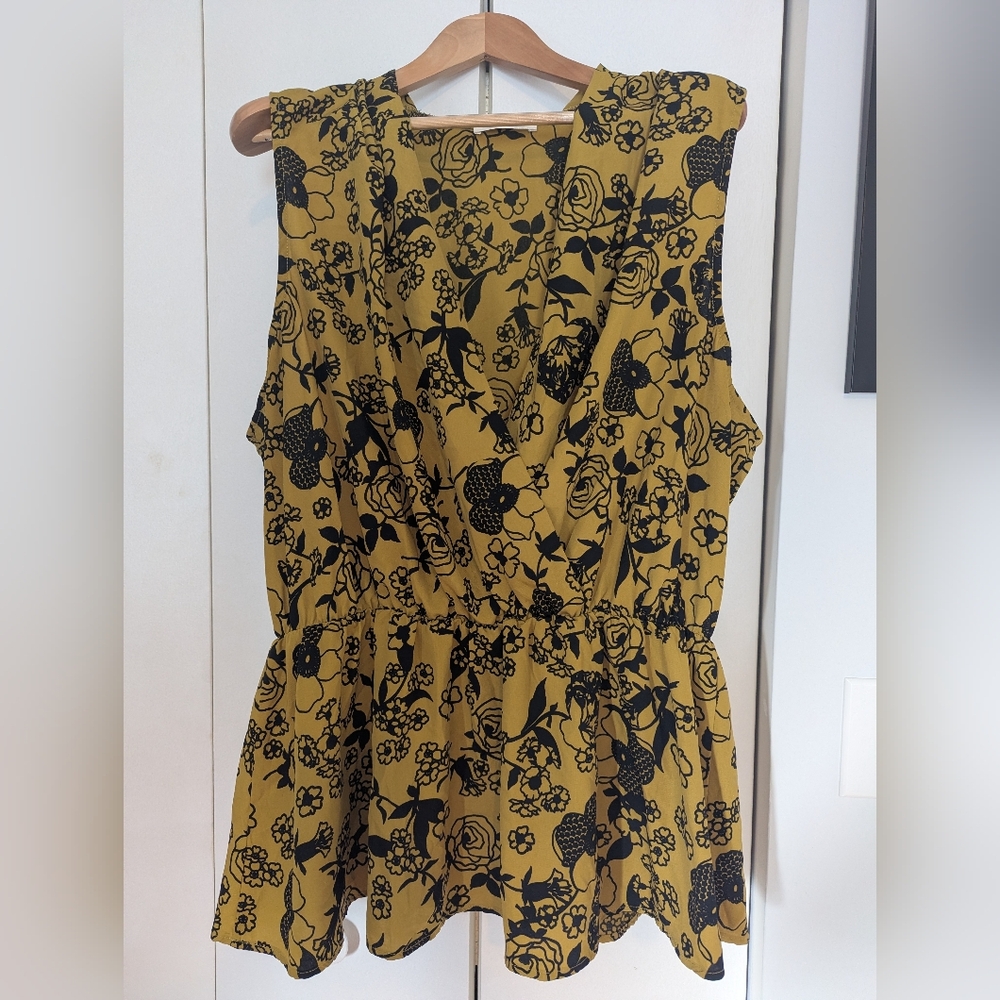 Jessy B Floral Sleeveless Top - Mustard and Black